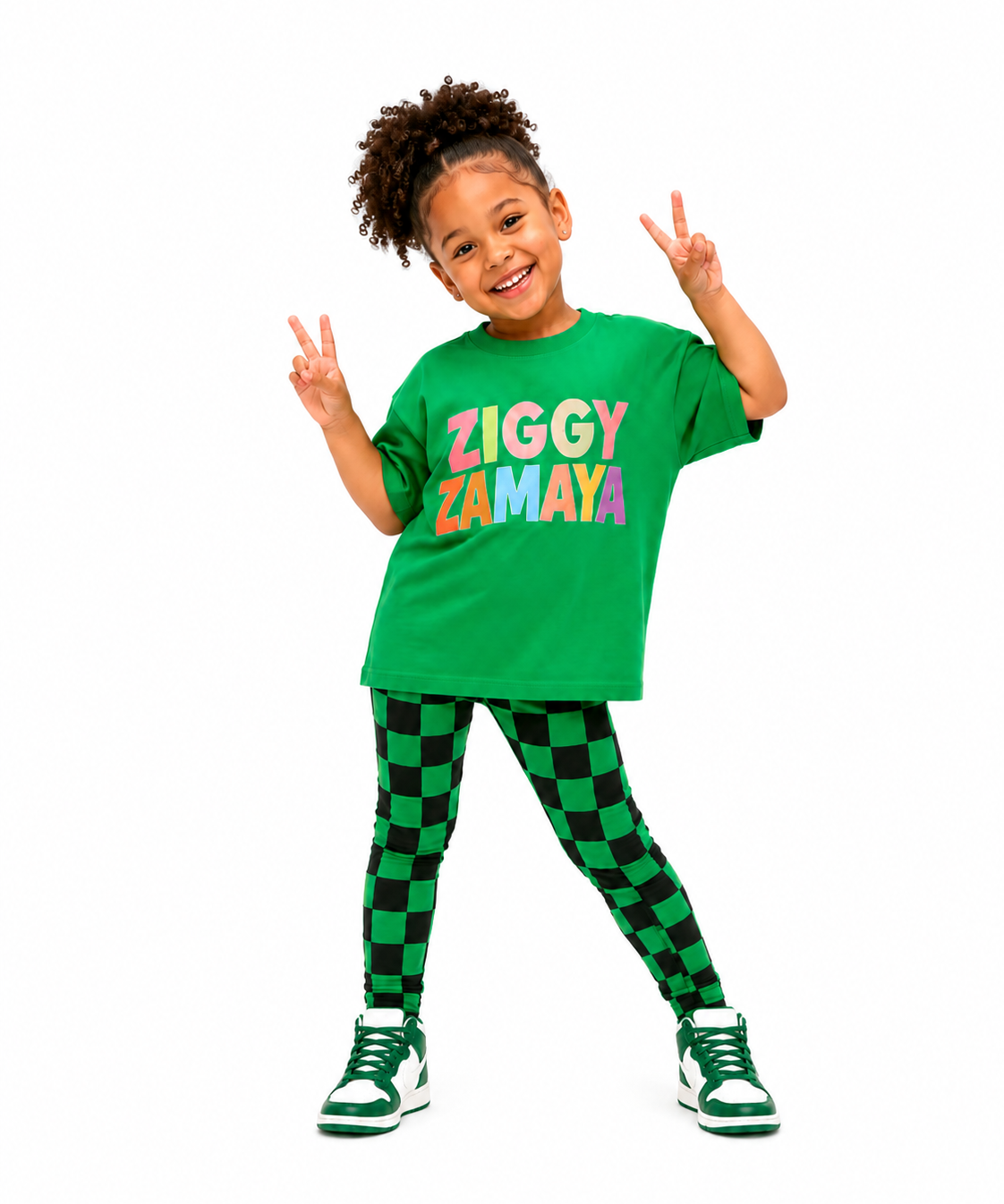 Grass Green Check Legging Set