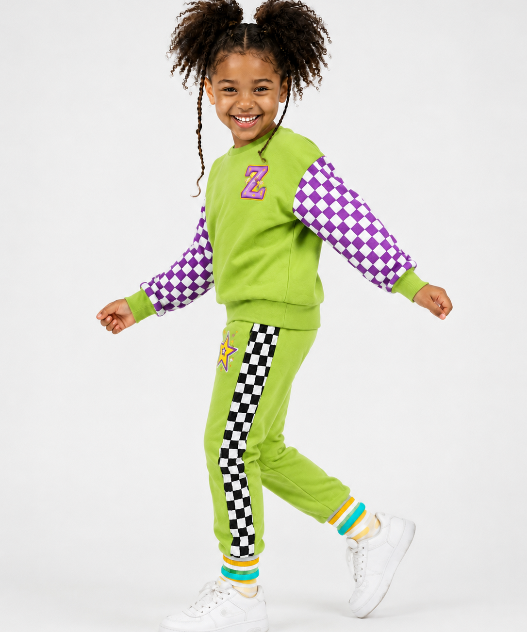 The Move Jogger Set — Purple Check Star