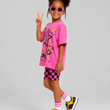 Pink Star Pop Biker Short Set