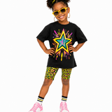 Neon Starburst Biker Short Set